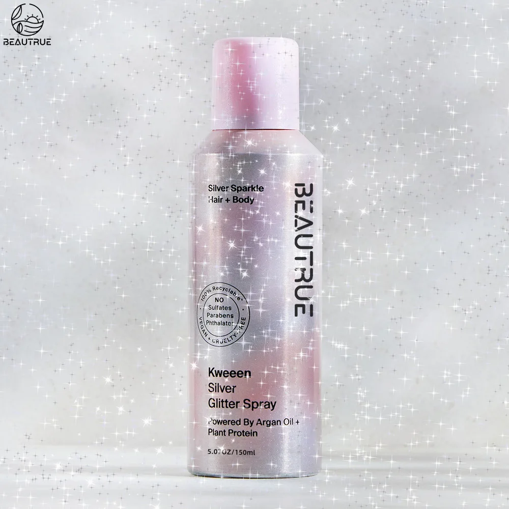 Private Label VOC Environmental Glitter Shiny Liquid Spray Non-Sticky Formula Shimmer For Hair And Body Cosmetics Glitter Spray