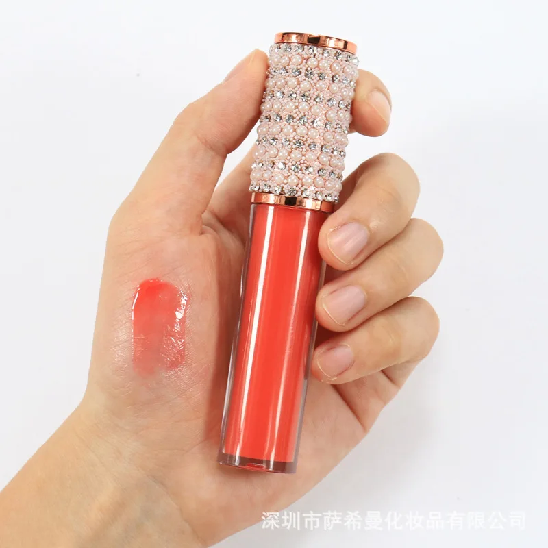neutral color box lip gloss  custom ogo lip gloss  Lip glaze with diamonds