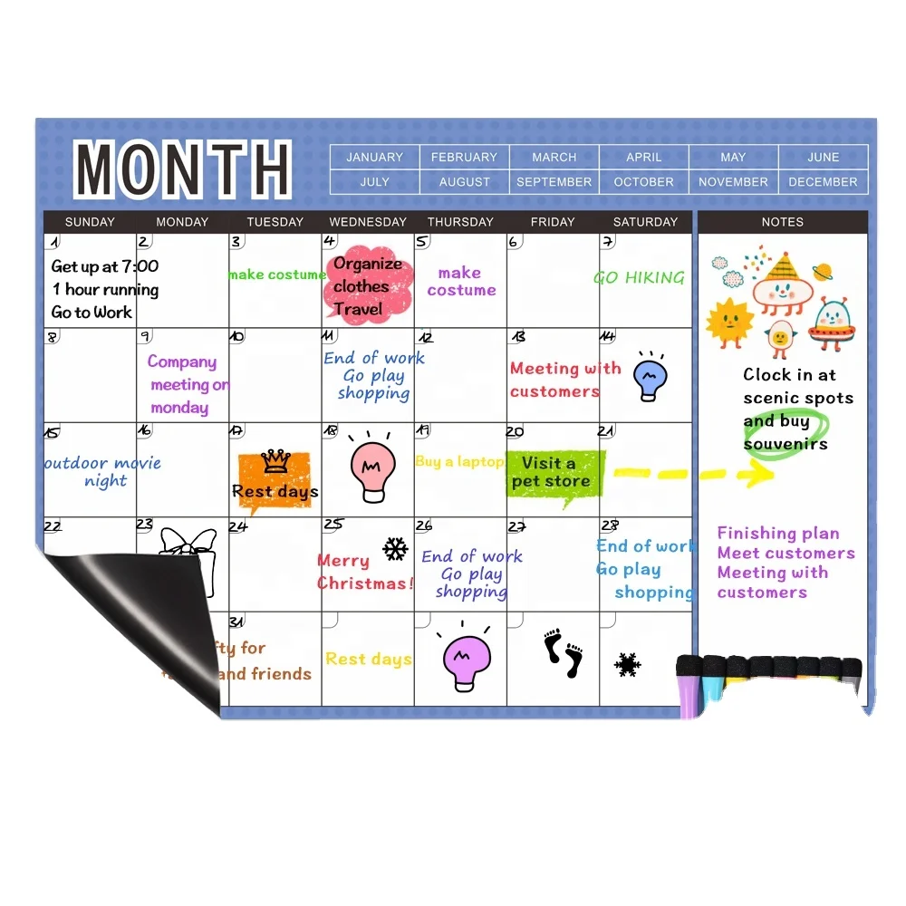 2023 Boutique magnetic whiteboard refrigerator sticker memo weekly plan