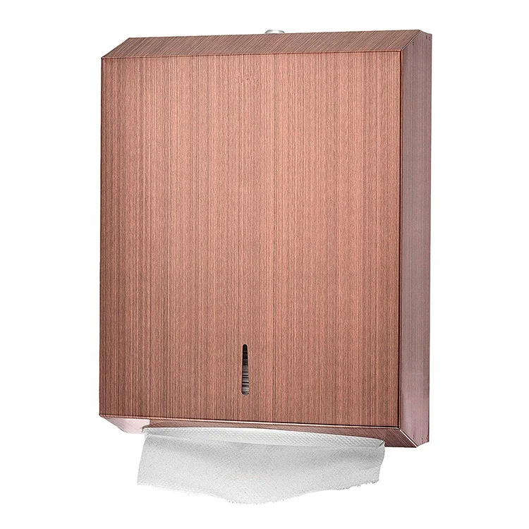 LQS 0.8mm Thick M Z C Fold Decorative Light Brown Brushed Tissue Holder Manual Hnad Towel Paper Dispenser