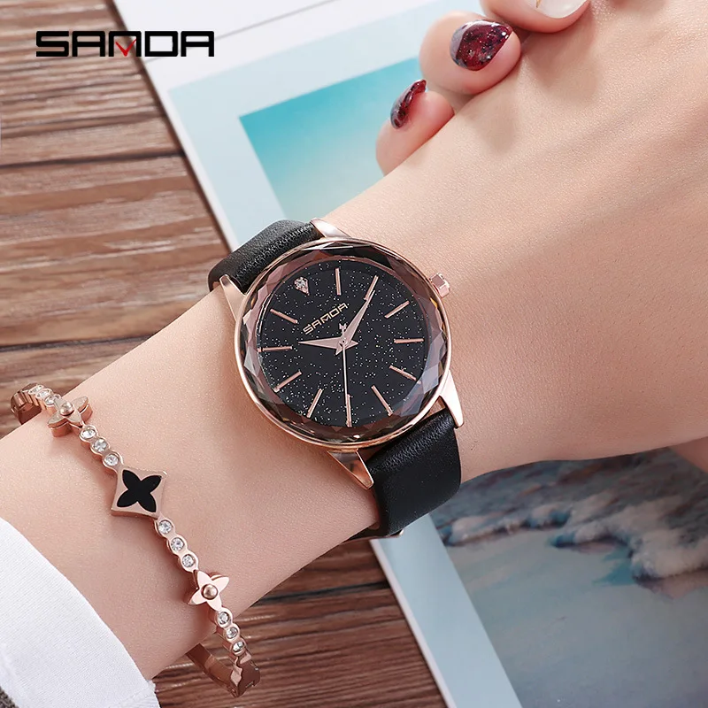 Fashion Starry Sky Element Ladies Bracelet Watch Casual Leather Strap Waterproof Quartz Watches for Women