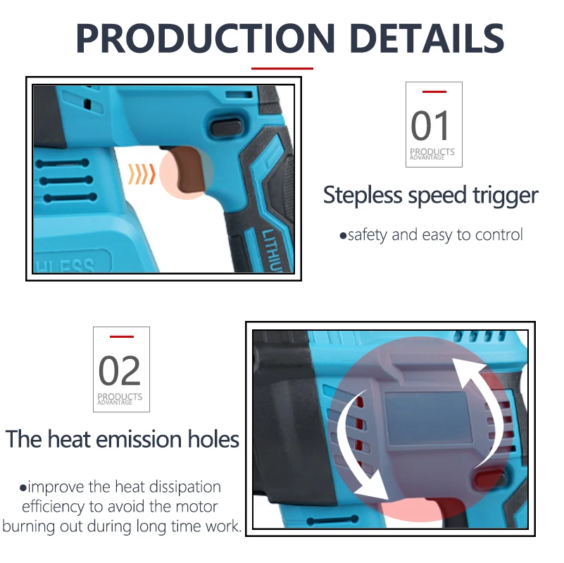 NEWONE Brushless cordless Rotary Hammer drill Impact function drill electric Hammer for 18V MAKITA battery
