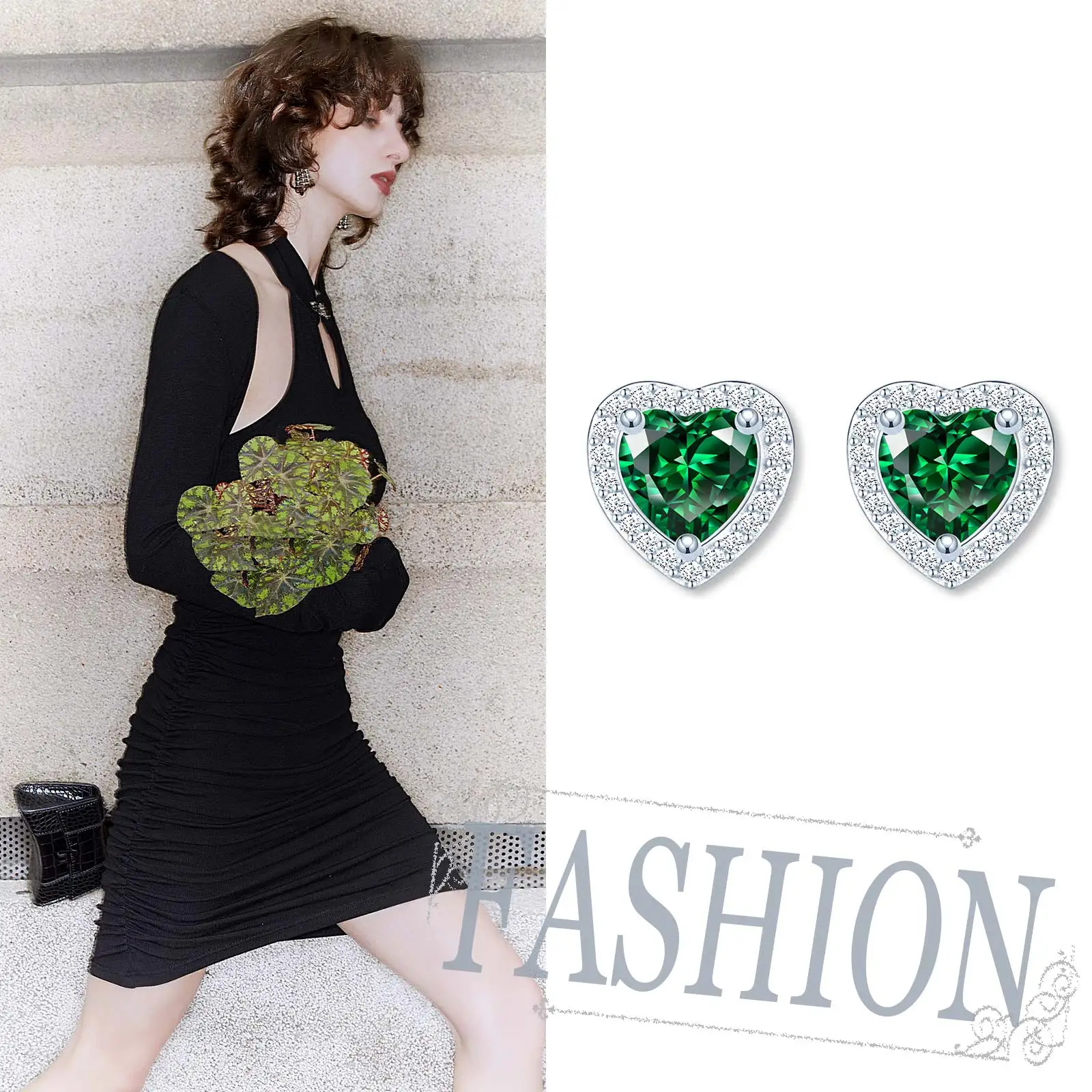 Luxury Birth Stone 925 Sterling Silver Heart Gem Stone Earrings