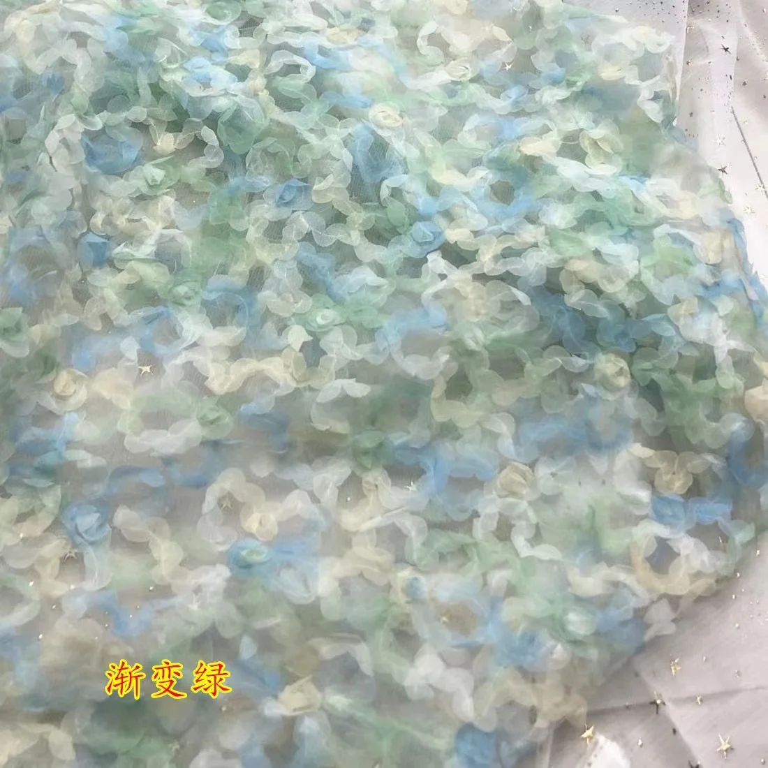 soft hand feeling  colorful dribbling embroidered net fabric doll dress  decoration children dress fabric