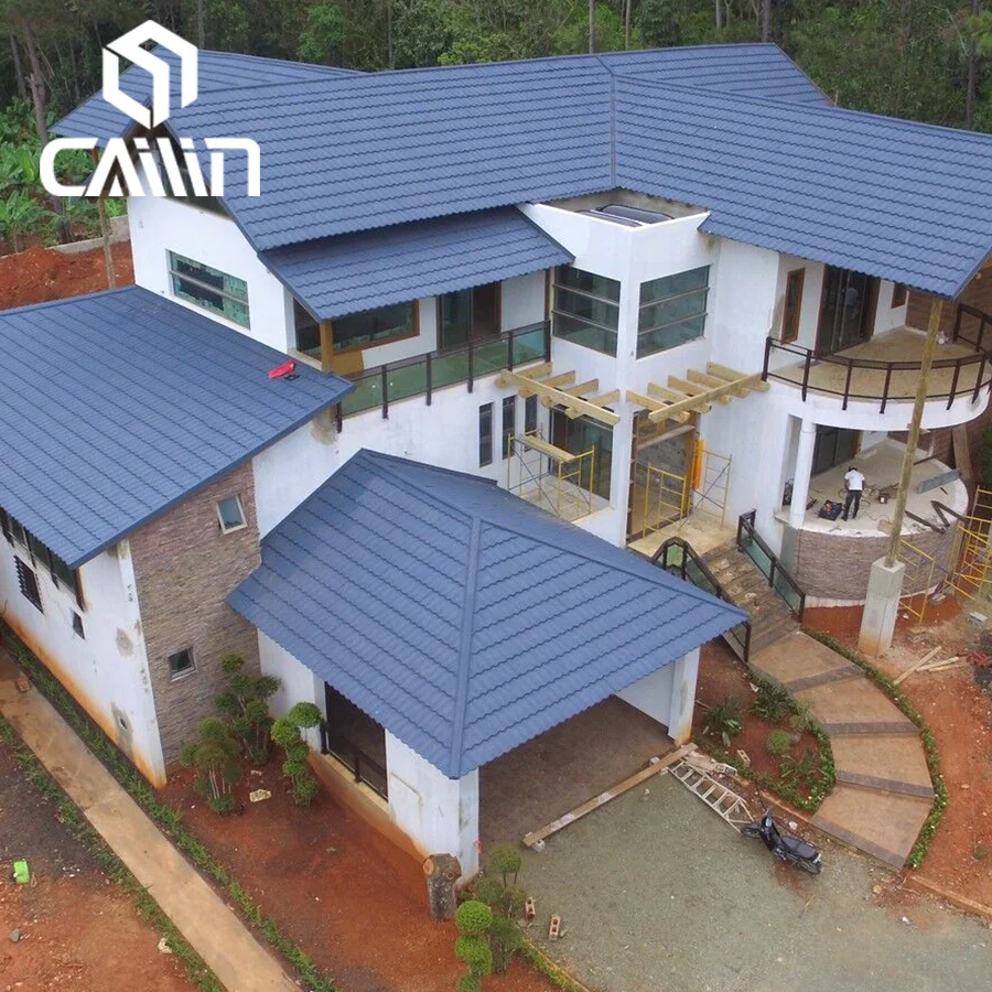 High Quality Alu-Zn Stone Metal Coating Roof Tiles and Colored Metal Stone Chips Roof Tiles 0.2mm-0.58mm Steel Thickness