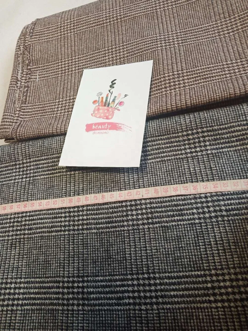 
420 gsm 50% wool Single Sided Plaid Fabric 1.4cm white stripe In stock 420g/m 