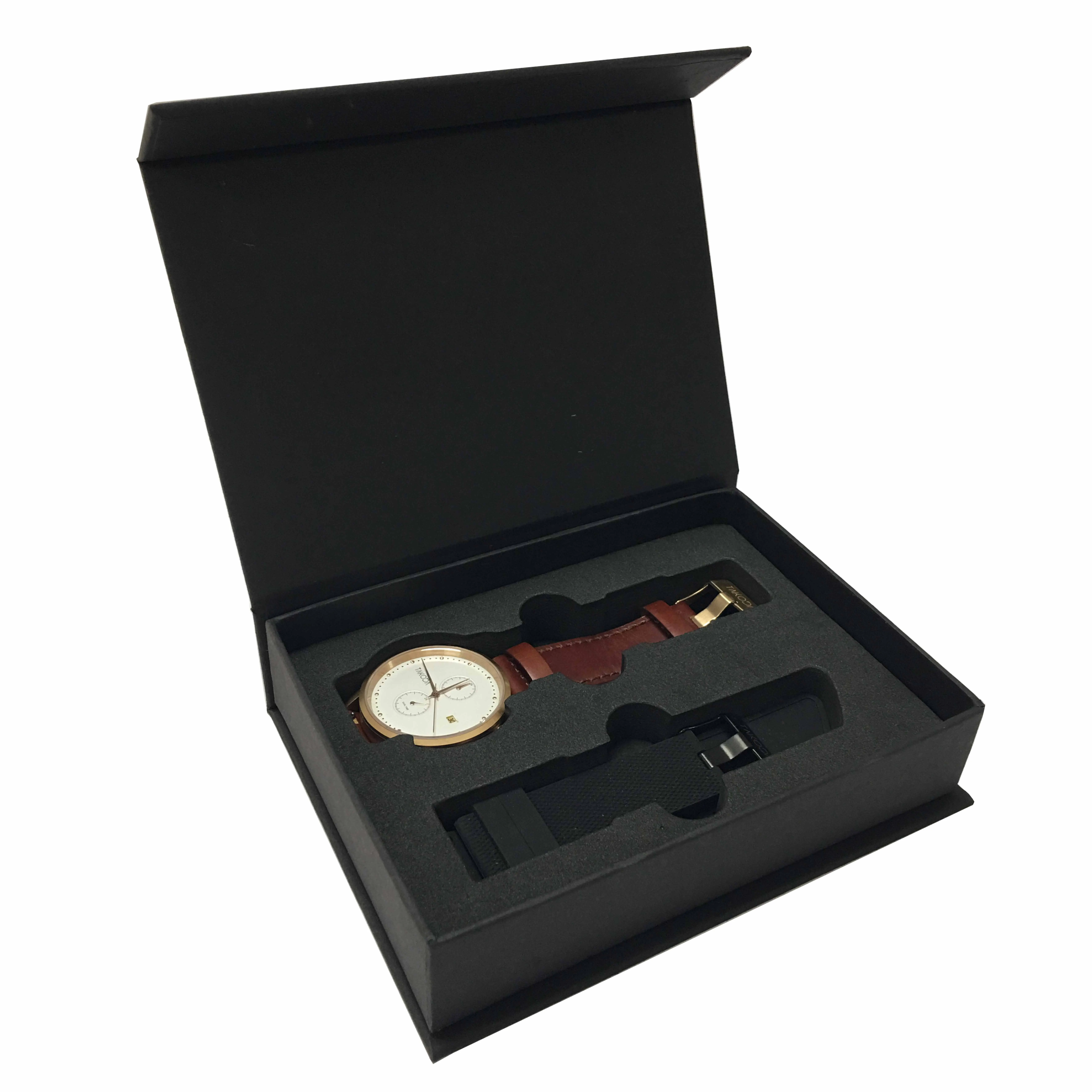 Custom luxury design Cardboard Paper Packaging gift box with magnetic EVA Foam insert for watch/ electronic