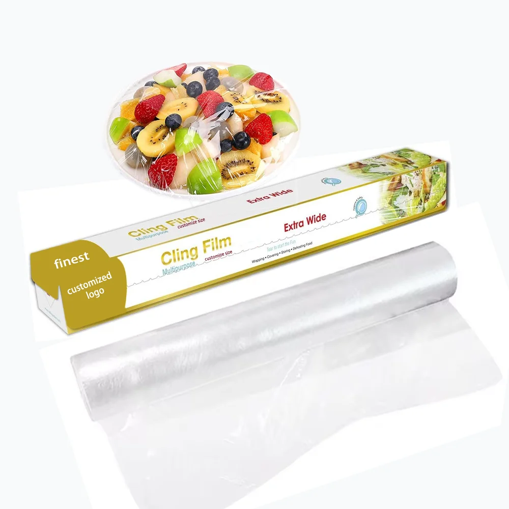 Custom Plastic Food Wrap Pvc Cling Film Fresh Cover Wrap Food Grade Packaging Cling Film Roll