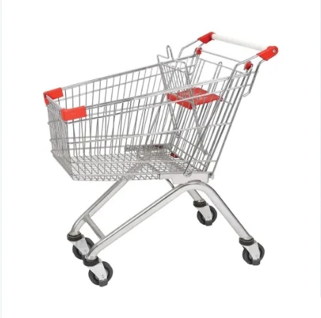 popular european style supermarket  wire shopping trolley steel  cart with plastic cover