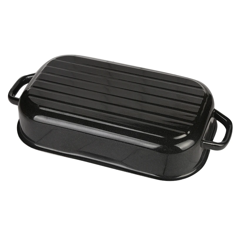 Wholesale black square enamel baking pan custom made baking tray for oven