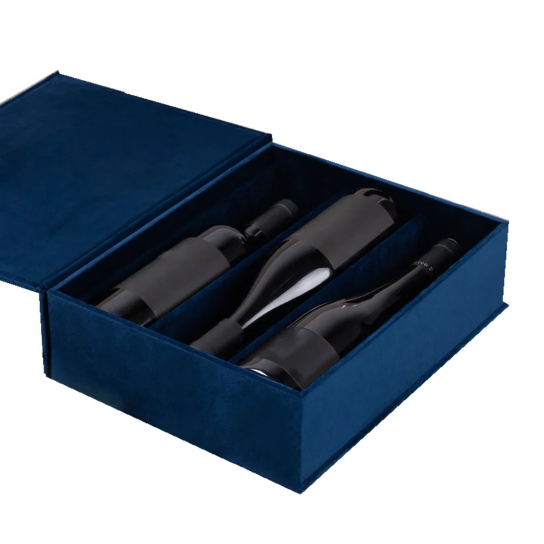 Custom luxury red cardboard box for whisky wine bottle liquor display paper wine box with velvet interior wine gift packaging