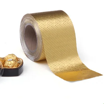 Golden Laminated Grey Back Board Gold Foil Paper Metallic Paperboard Food Grade Paper Backed Candy Bar Foils