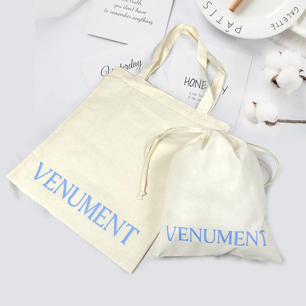 Wholesale High Quality Promotional Small Mini Cotton Drawstring Jewelry Gift Pouch Bag with Ribbon