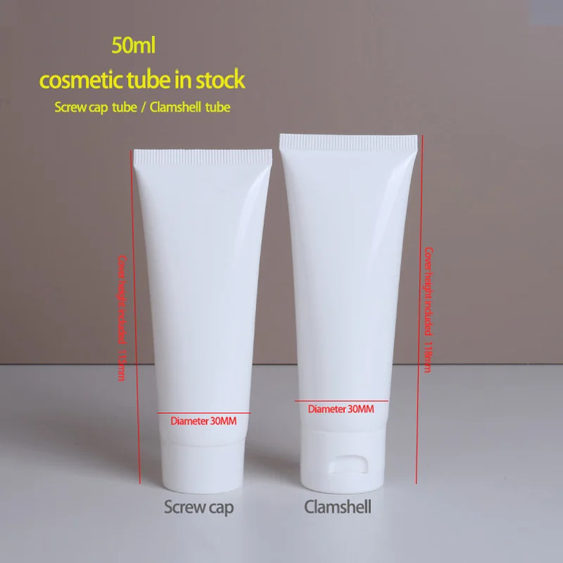 plastic PE white soft hose packaging 3ml 20ml 30ml 50ml 100ml 120ml 150ml 200ml 300ml empty Squeeze cosmetic tube in stock