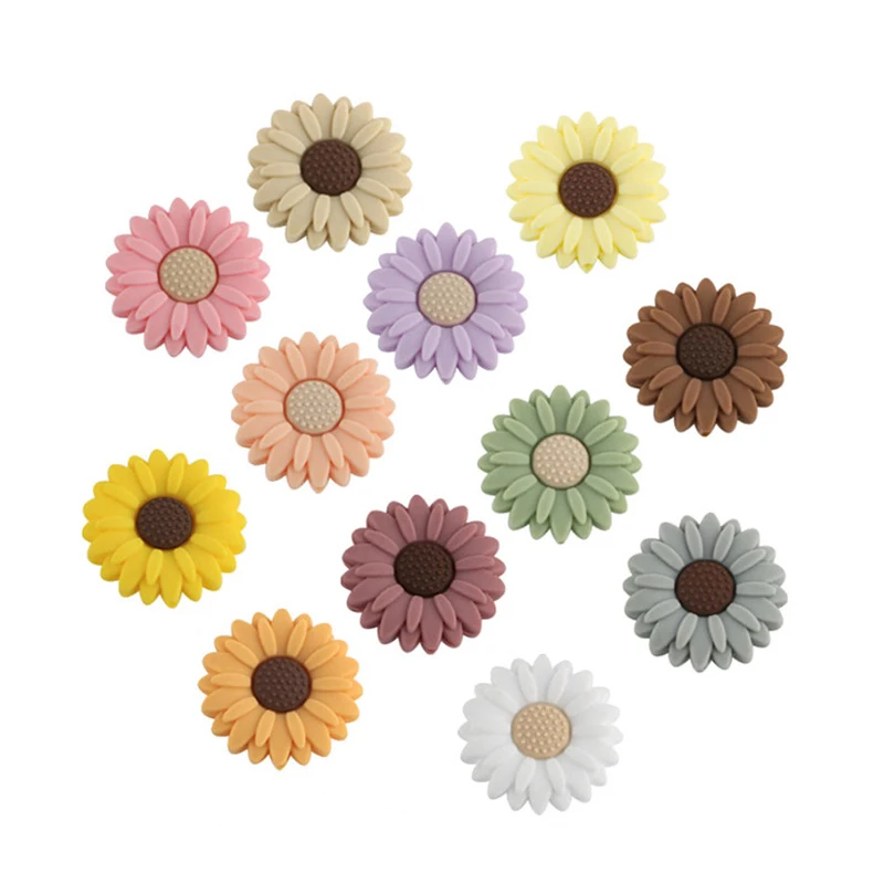 Wholesale mixed bulk food grade silicone beads without bisphenol A chrysanthemum shaped silicone daisy beads