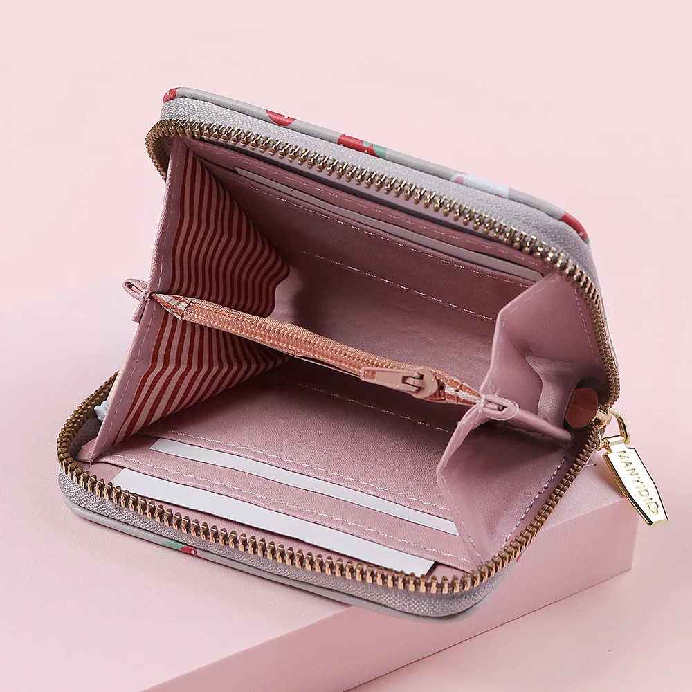Short Wallet Strawberry Print Card Bag Student Small Fresh Clutch Purse Wholesale Mini Cute Female Girl Wallets