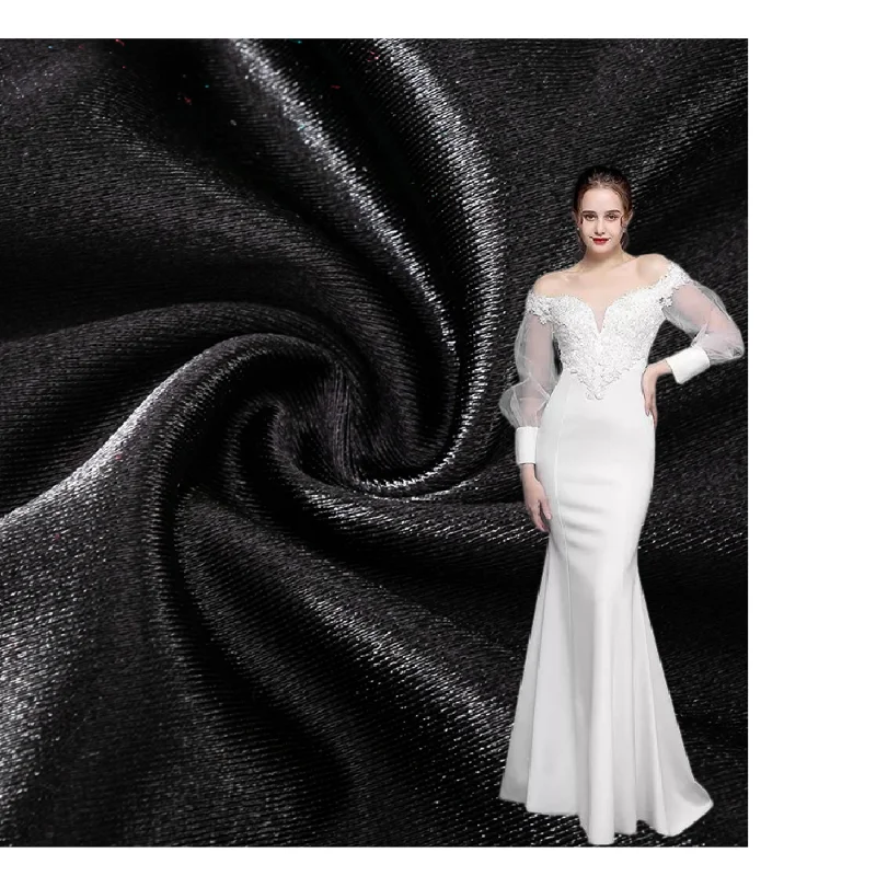 For Fashion Satin Fabric 94% polyester 6% spandex custom color  Elastic Duchess  Silk Satin For Women Dress