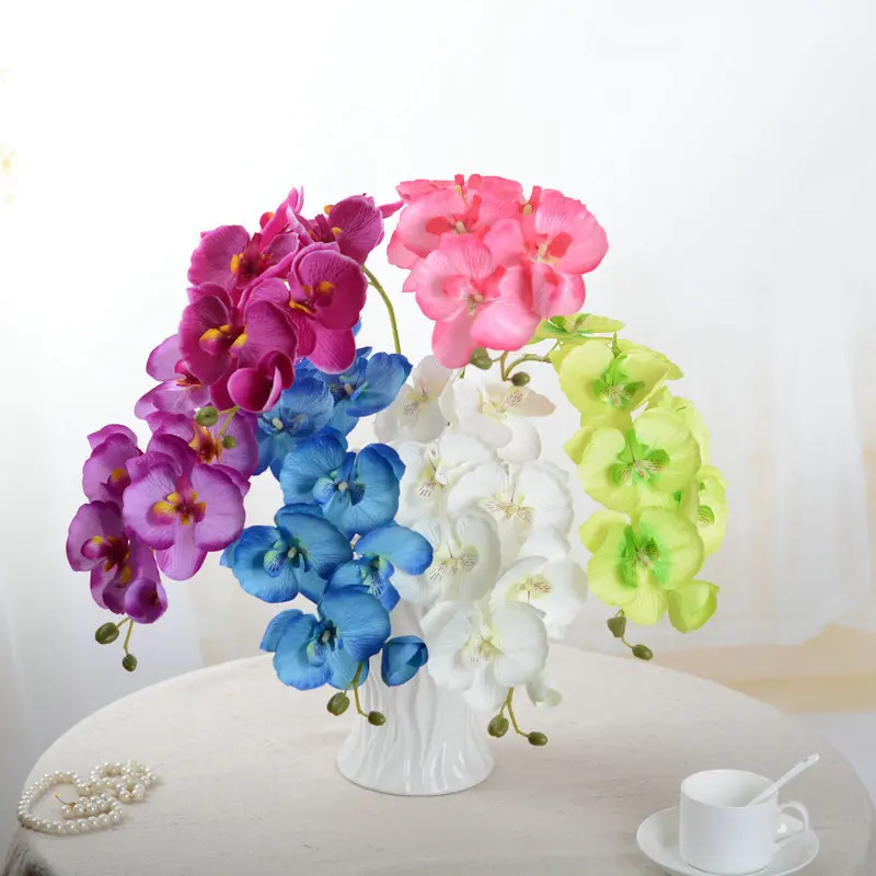 White Flowers Orchids Home Flower Plastic Phalaenopsis Artificial Orchid In Bulk Silk Stem Decorative Flowers