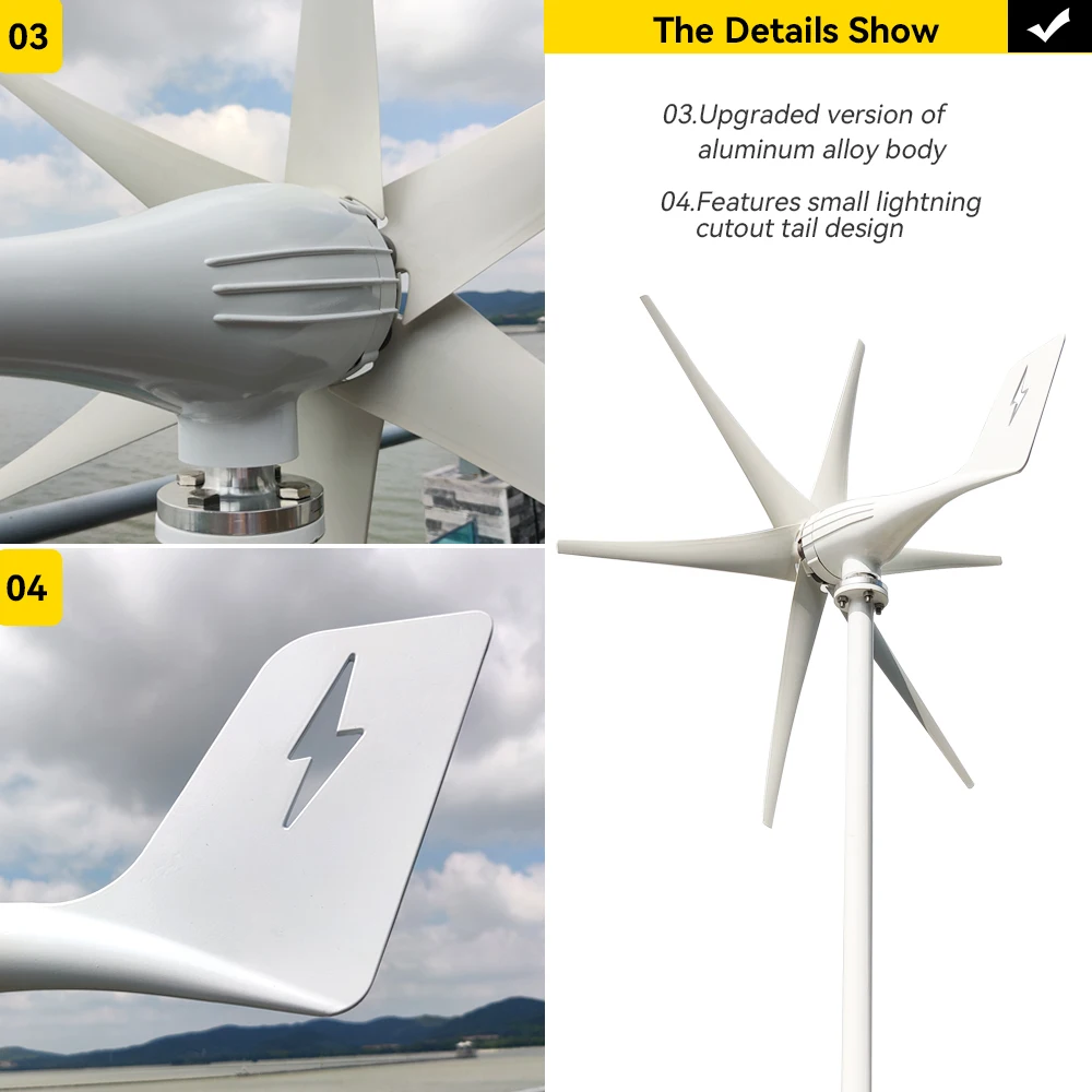 Free Energy 600W 800W 1000W 48V 12V 24Volt 3 Nylon Fiber Blade Horizontal Home Wind Turbines Wind Generator Power Windmil