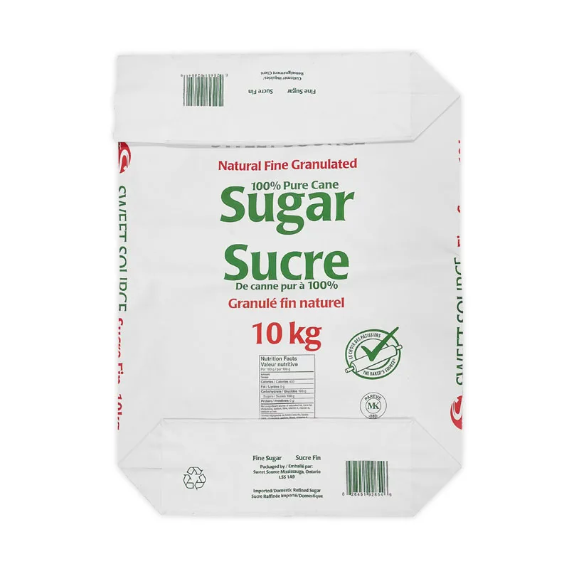 custom 10kg White Kraft Sugar Packaging Paper Bag For Rice Flour Sugar