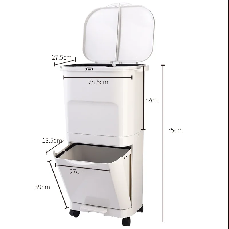 Japanese Household Garbage Can With Lid Double-Layer Classification Trash Can Dry And Wet Separation Kitchen Storage Bucket