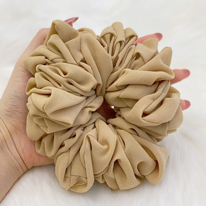 New Women Accessories Chiffon Elastic Hair Bands Volumising Scrunchie Muslim Women Headband Hair Ring Tie Bun Clip Hijab Scarf