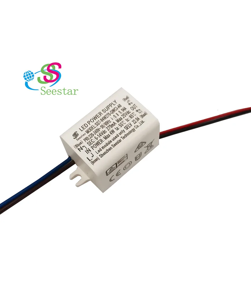 Hot selling Seestar 2-4W 12-24VDC output current 300 mA  New ERP TUV CB Mini wall light pf 0.8 Flicker free led driver