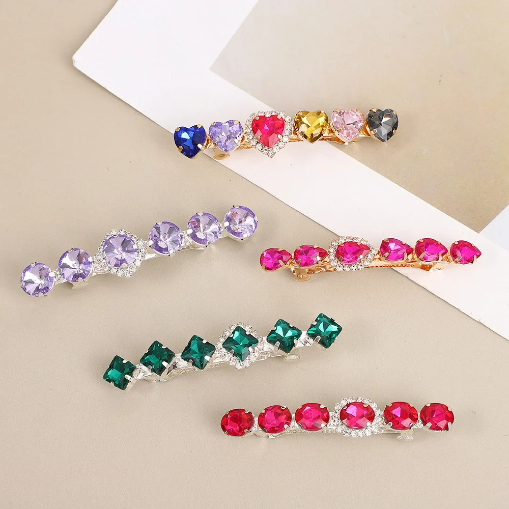 Retro Baroque Crystal clips hair accessories Gem Hairpins Rhinestone Velvet hair Barrettes Luxury Women Crystal Hairpin