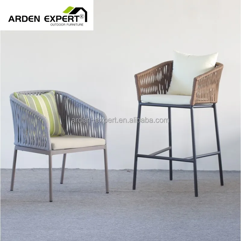 Sunproof Rope Woven Stools For Kitchen Counter Indoor & Outdoor