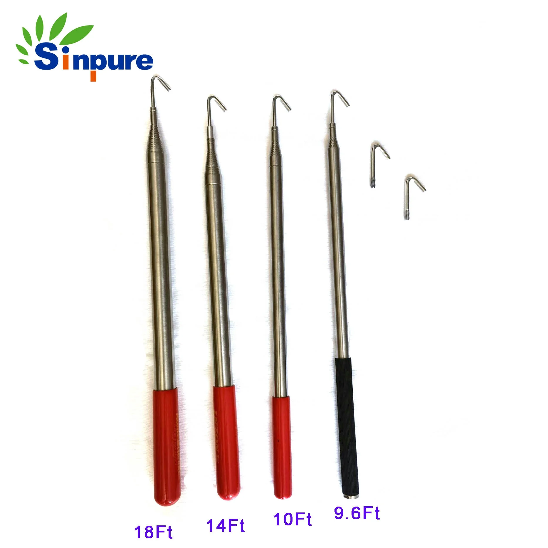 Stainless Steel Extension Pole Disc Golf Retriever Telescopic Pole with Hook