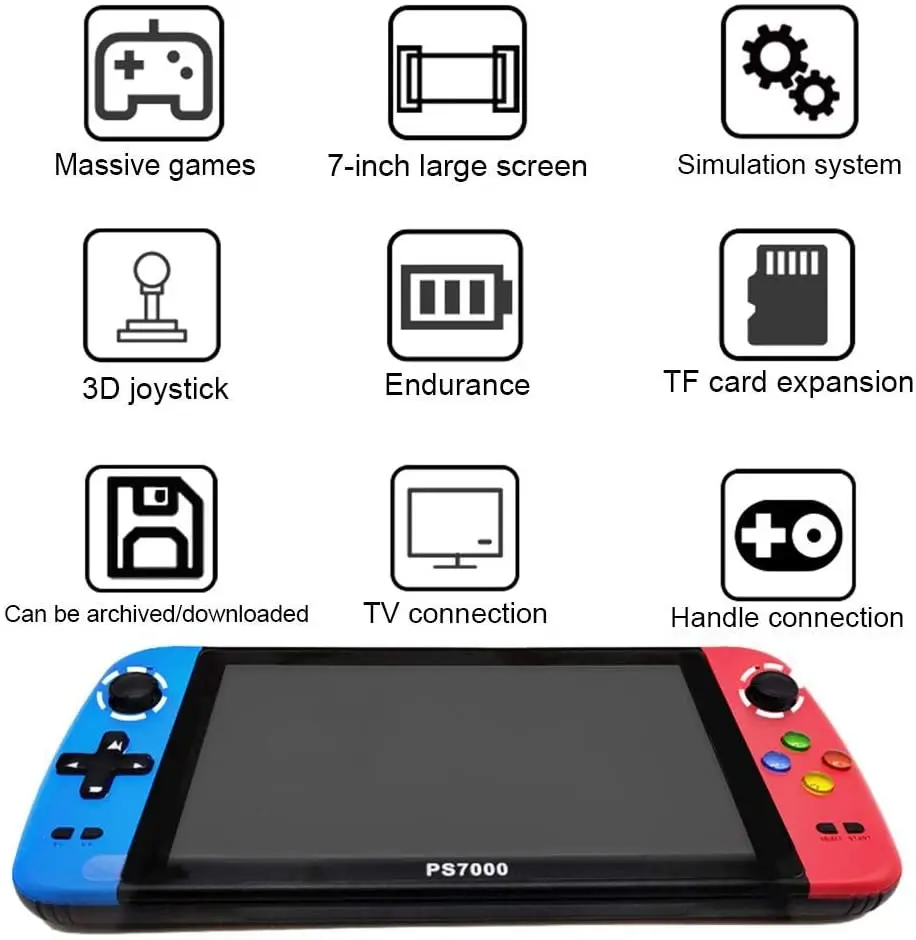  Игровая консоль с большим экраном 7 дюймов двойная портативная игровая приставка со встроенными играми HD видео выход подключение к телевизору