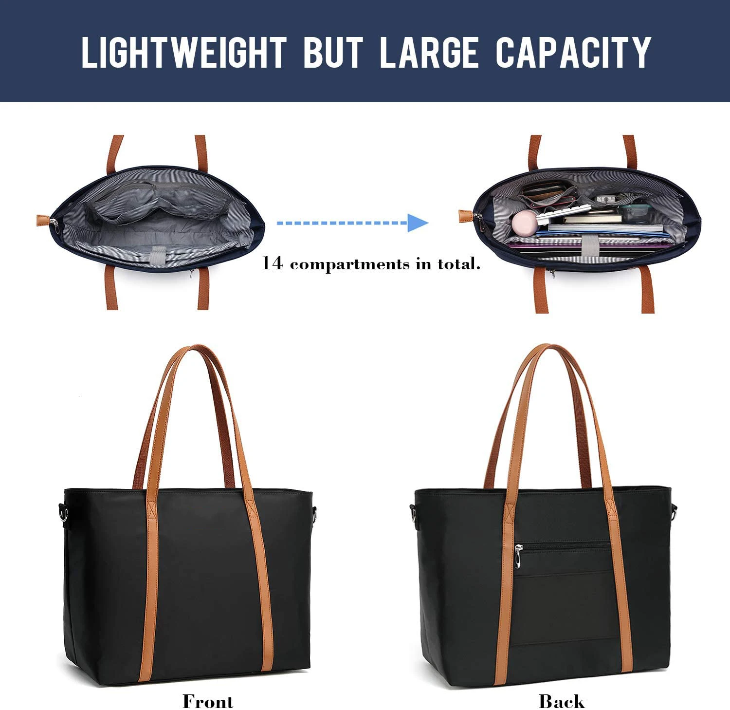 Waterproof Working Teacher Handbag Leather Women Laptop Bag