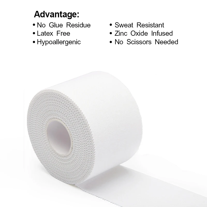 Cotton 3.8cmx13.7m Logo Printing Available White Athletic Muscle Tape Finger Tape Elastic Sports Tape