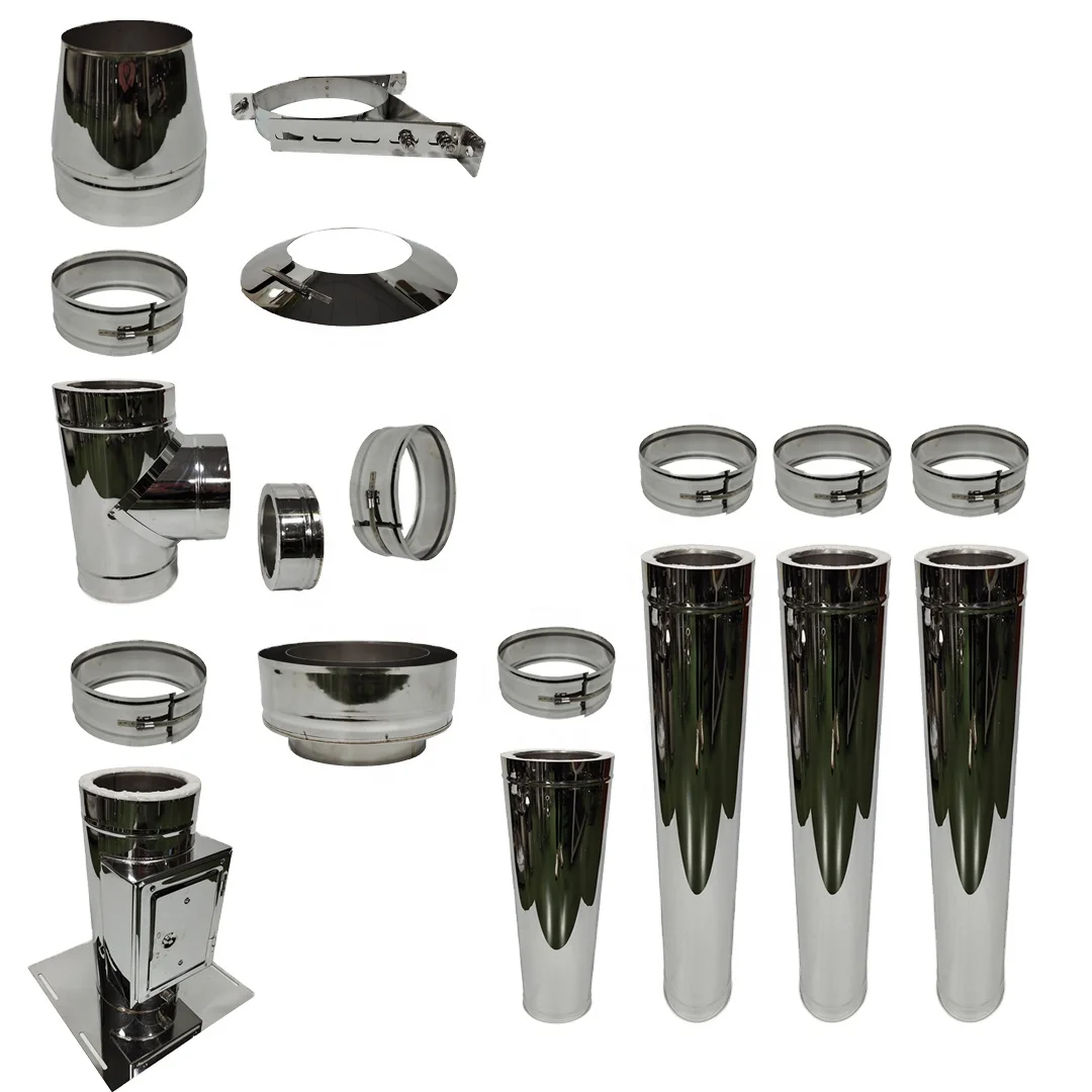 Double Wall Chimney Pipe Wood Stove Chimney Flue Kit