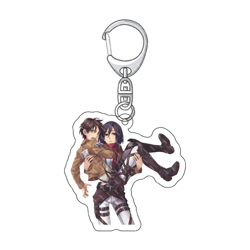 Japanese Anime Attack on Titan Keychain Mikasa Ackerman Eren Acrylic Cartoon Figures Pendant Key Chain Backpack Car Accessories