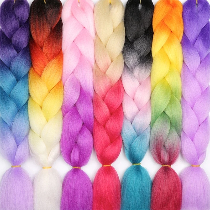 
Wholesale Three Color 24 Inches 100g Crochet Twist Synthetic Braids Ombre Expression Braiding Braid Hair Extension 