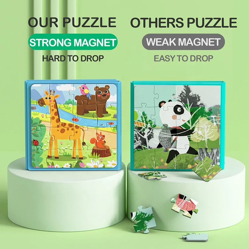 Newest design huixue educational 3-6 age kids playing magnetic jigsaw puzzle book