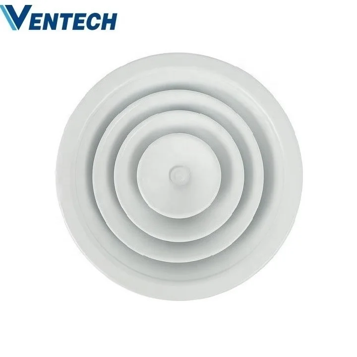 Ventech Hot Sale Hvac Aluminum Removable Air Conditioning Air Diffuser Round Ceiling Diffusers With Plastic Damper