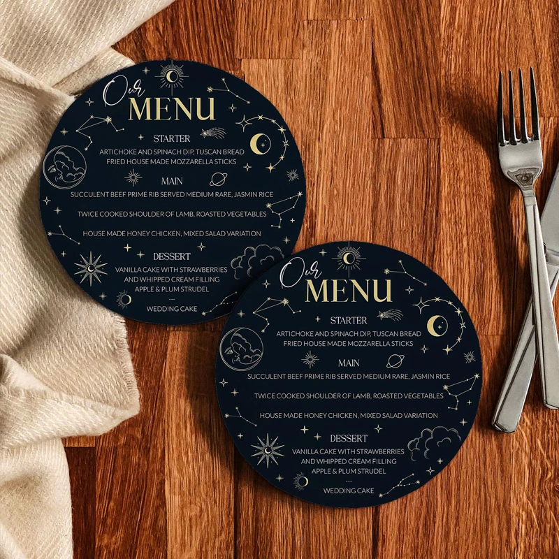 Custom printing paper round shape table menu card