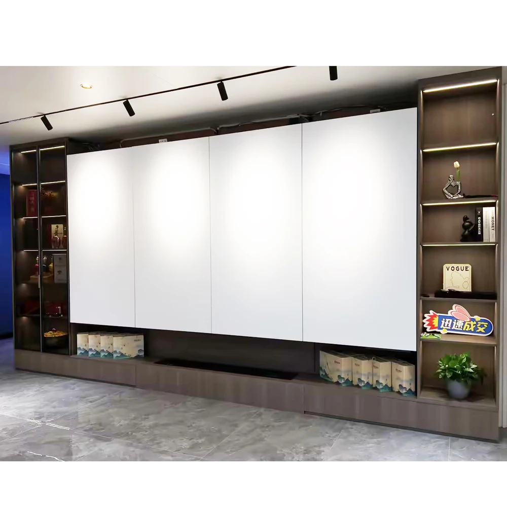 ROEASY modern wooden sliding door tv cabinet automatic door cabinet furniture design home furniture modern design