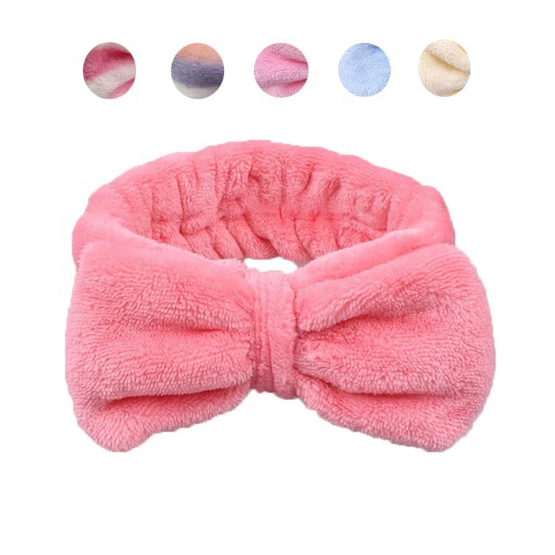 Factory Hair Accessories Soft Bow Ribbon Cute Makeup Headband for Girls with Logo Cosmetic Facial Spa Hair Headbands for Makeup