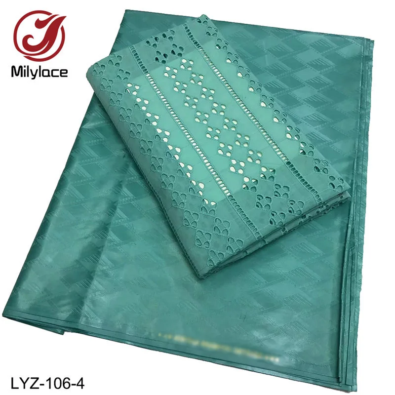 Plain 100% Cotton 3 Yards Bazin With Dry Lace Couleur De African Bazin