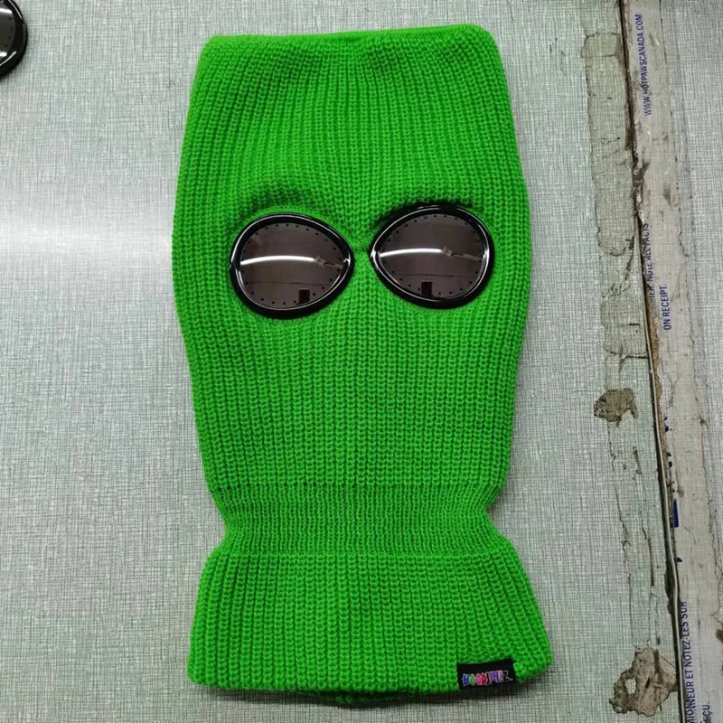Fashion cool customize outdoor winter snowflake goggle knit ski mask