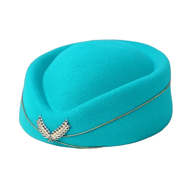 Fashion accessories wholesale distressed air plane flight fascinator stewardess etiquette hostess fedora felt attendant hat