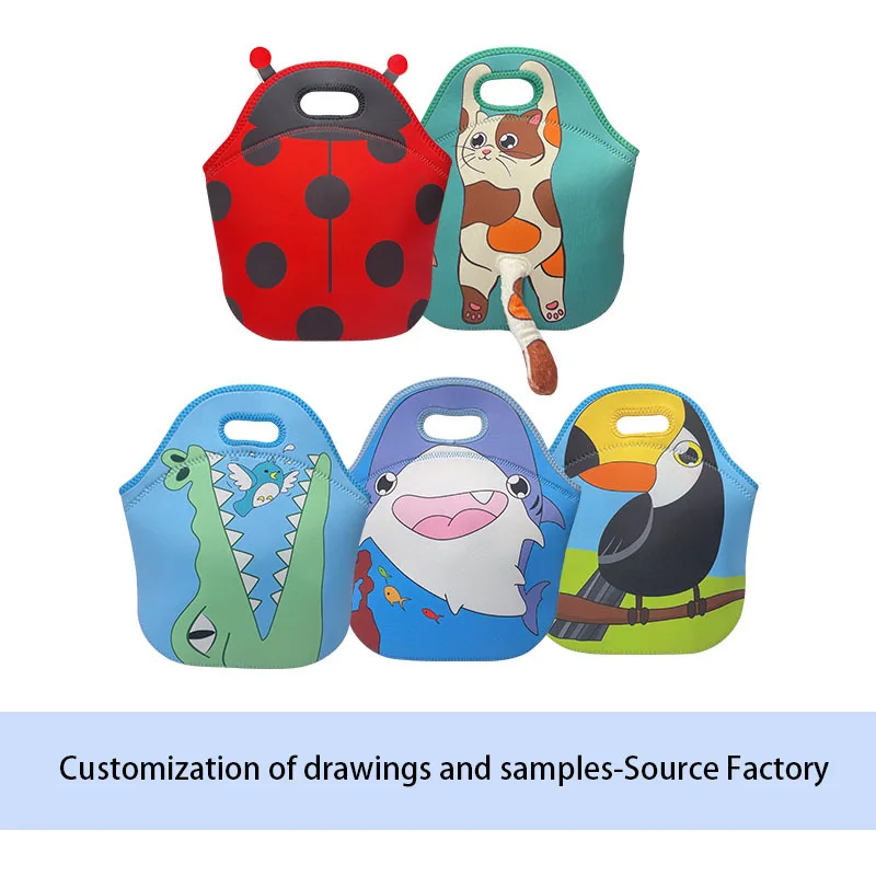 Custom Waterproof Eco-Friendly Lunch Bag Neoprene Kawaii Animal Cooler Bag For School Kids