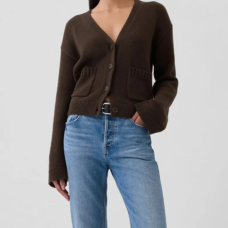 Clothing Factories Korean Style Ladies Top Sweater Long Sleeve Women Cardigan Custom Knit Sweater