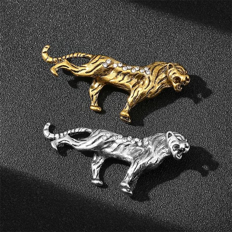 Vintage mens garment ornament designer suit corsage pin gold silver wolf lion tiger cow tiger eagle head animal lapel pin brooch