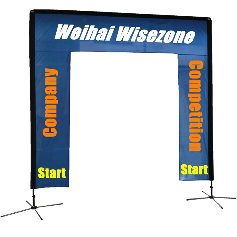 Weihai Wisezone top selling 3m 4m event banner gate custom logo easy promotion 4 meter run sport used door banner frame