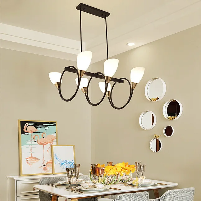 China factory odm oem Nordic art hanging Kitchen LED Modern iron metal glass Simple Chandelier Pendant Light