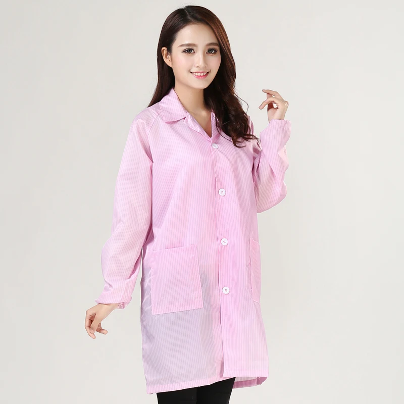 Fashion cheap grey light washable polyester ESD jacket pant antistatic workwear